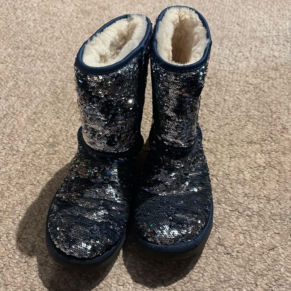 UGG Blue and Silver Sparkle Boots Size 8